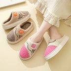 Autumn And Winter New Patchwork Cotton Slippers Female Home Non-slip Home Warm