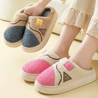 Autumn And Winter New Patchwork Cotton Slippers Female Home Non-slip Home Warm