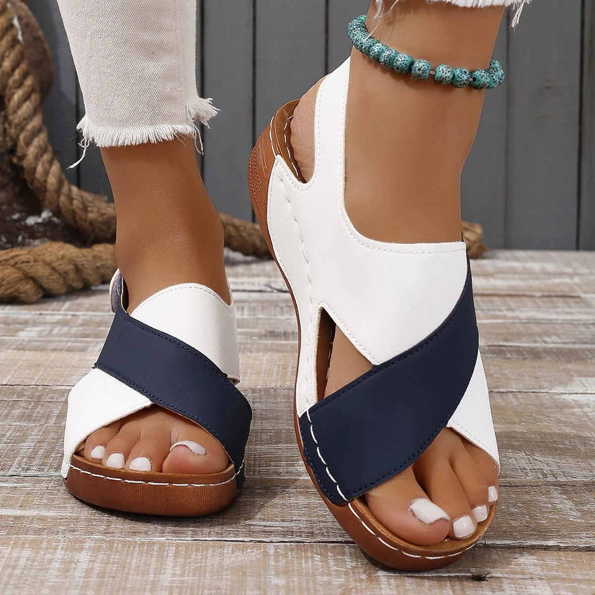 Amalfi Two-Tone Cross-Strap Sandal