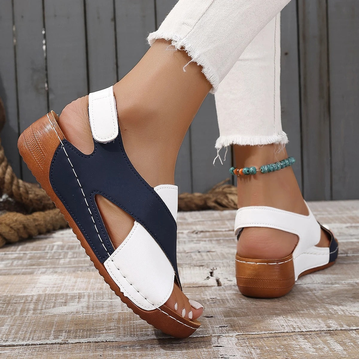 Amalfi Two-Tone Cross-Strap Sandal