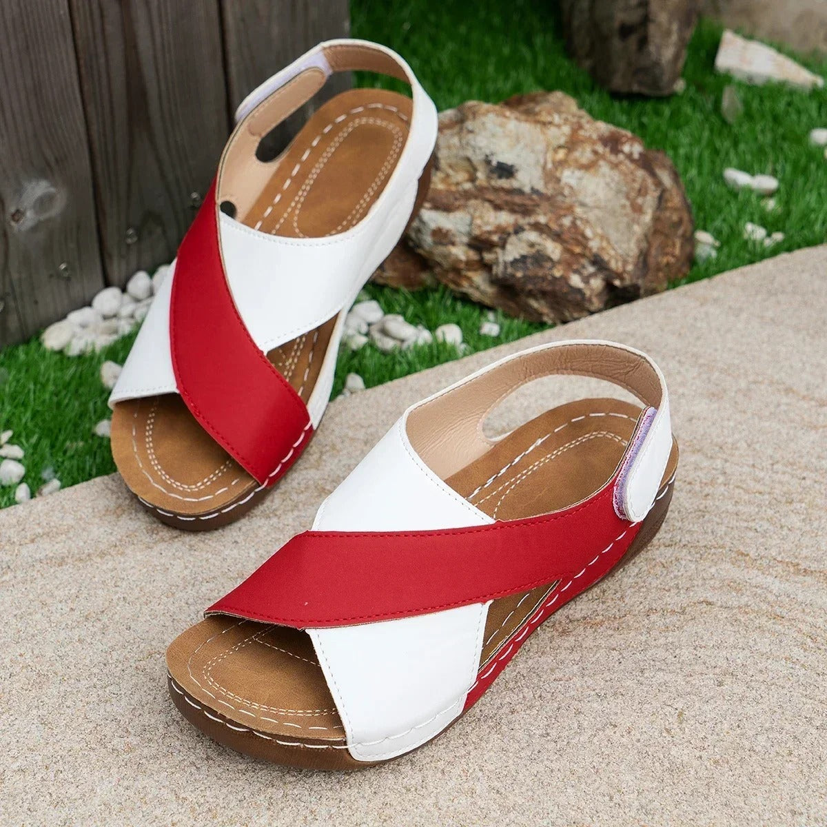 Amalfi Two-Tone Cross-Strap Sandal