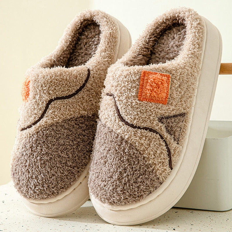 Autumn And Winter New Patchwork Cotton Slippers Female Home Non-slip Home Warm